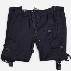 NWT Red Fox Black Tapered High-Rise Punk Streetwear Cargo Pants S